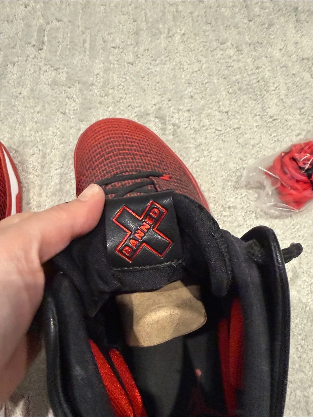 Jordan Men's Low-Top Basketball Shoes in Red and Black. Never worn, no box.